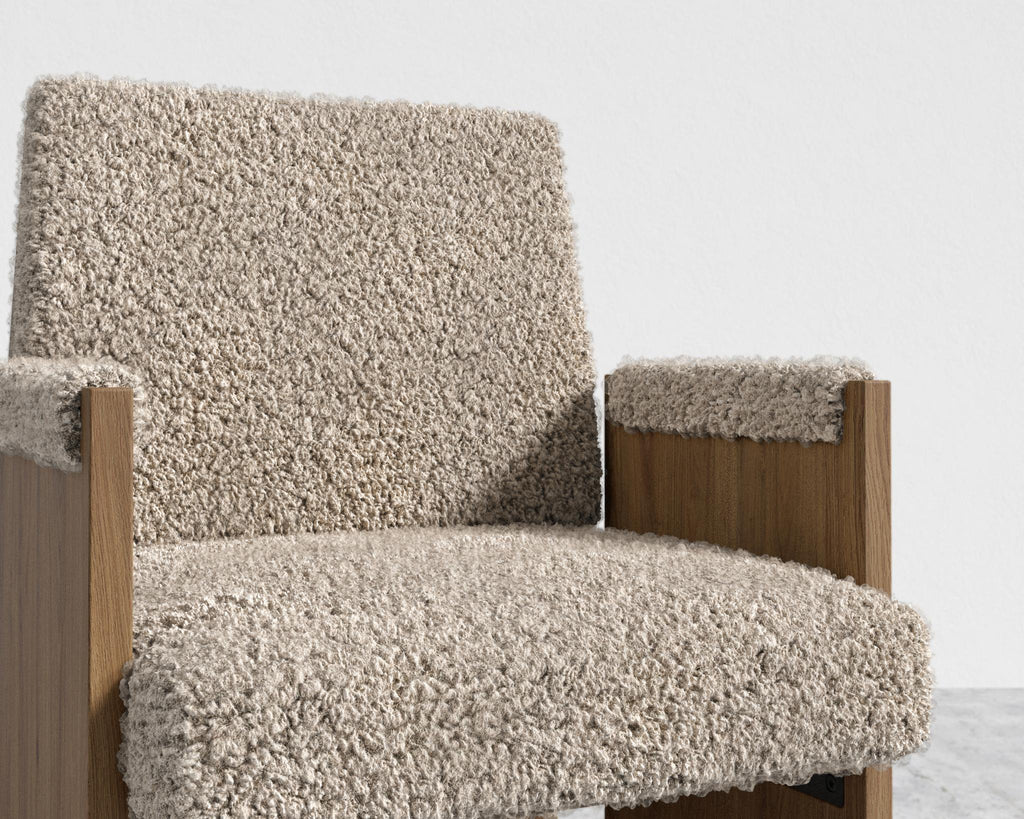 Study Chair by Maria Sharapova - Natural Acacia, Shearling - Fawn