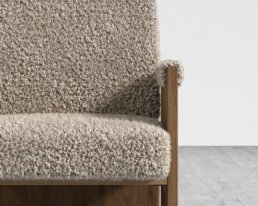 Study Chair by Maria Sharapova - Natural Acacia, Shearling - Fawn