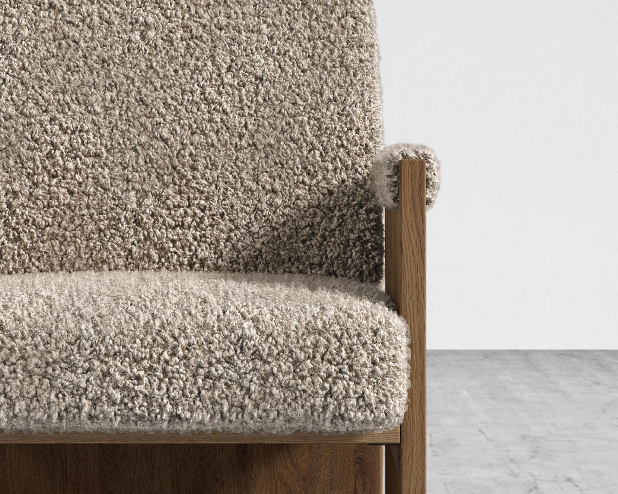 Study Chair by Maria Sharapova - Natural Acacia, Shearling - Fawn